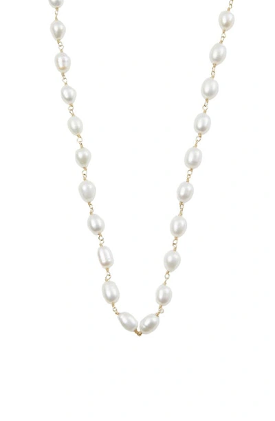 Shop Argento Vivo Sterling Silver Freshwater Pearl Necklace In Gold