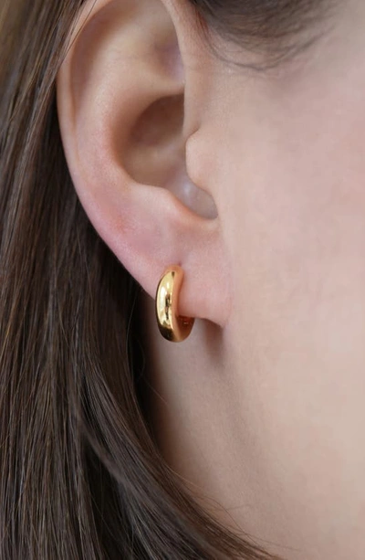 Shop Argento Vivo Sterling Silver Small Chubby Huggie Hoop Earrings In Gold