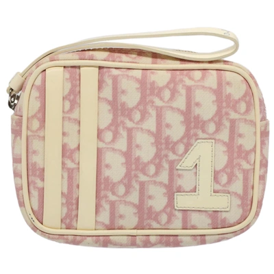 Shop Dior Trotter Pink Canvas Clutch Bag ()