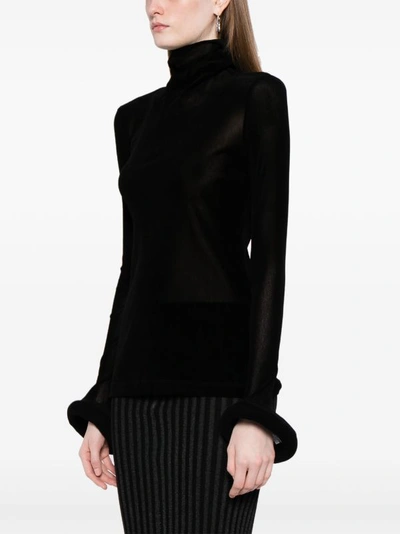 Shop Melitta Baumeister Women Long Neck Velvet Top In Black