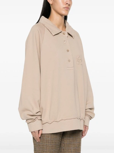 Shop Miu Miu Women Polo Sweatshirt In F0627 Albino