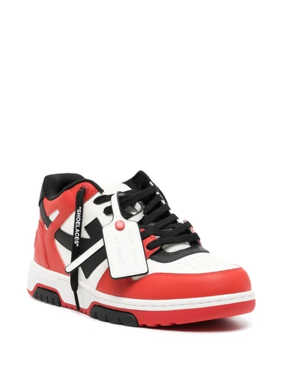 Shop Off-white Men Out Of Office Calf Leather Sneakers In 2510 Red Black