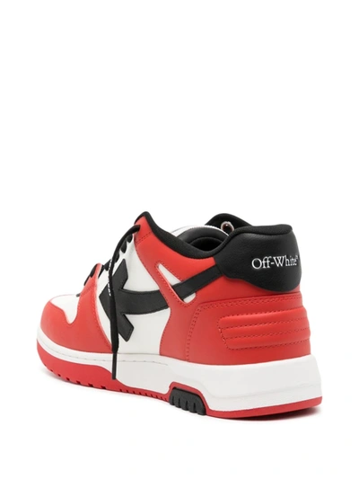 Shop Off-white Men Out Of Office Calf Leather Sneakers In 2510 Red Black