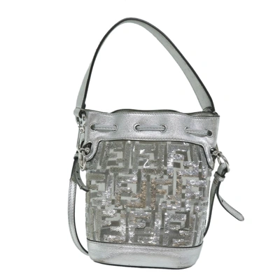 Shop Fendi Zucca Silver Leather Shoulder Bag ()