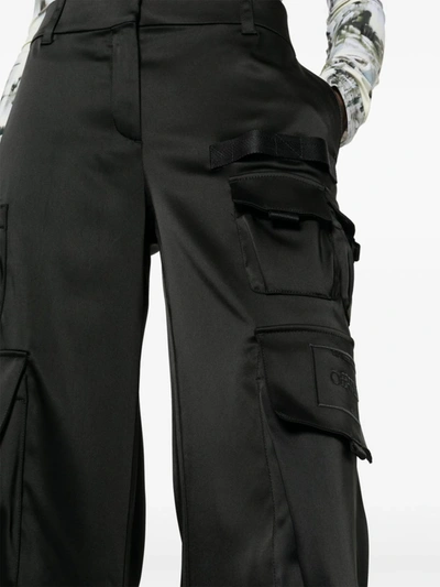 Shop Off-white Women Satin Toybox Cargo Pants In 1010 Black Blac