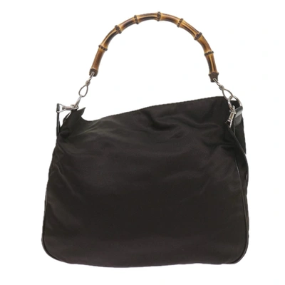 Shop Gucci Bamboo Black Synthetic Shoulder Bag ()