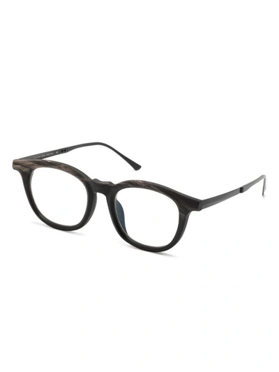 Shop Rigards Marble Effect Natural Horn Glasses In Black/dark Gray
