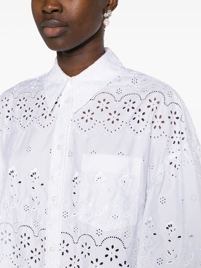 Shop Simone Rocha Women W/ Trim Drop Signature Sleeve Short Shirt Dress In White/white