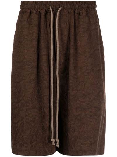 Shop Song For The Mute Men Elasticated Shorts In Brown