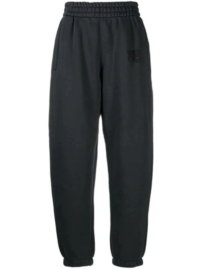 Shop Alexander Wang T T By Alexander Wang Women Puff Paint Logo Essential Terry Classic Sweatpant In 094a Soft Obsidian