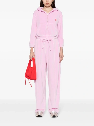 Shop Alexander Wang T T By Alexander Wang Women W/ Apple Logo Shrunken Zip Up Hoodie In 0951b Washed Candy Pink