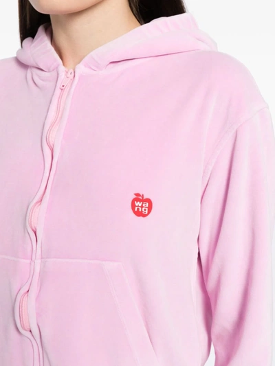 Shop Alexander Wang T T By Alexander Wang Women W/ Apple Logo Shrunken Zip Up Hoodie In 0951b Washed Candy Pink