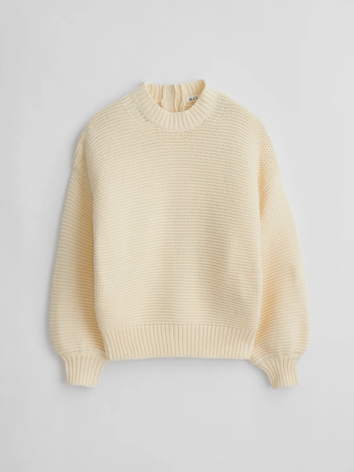 Shop Alex Mill Button-back Crewneck Sweater In Ecru