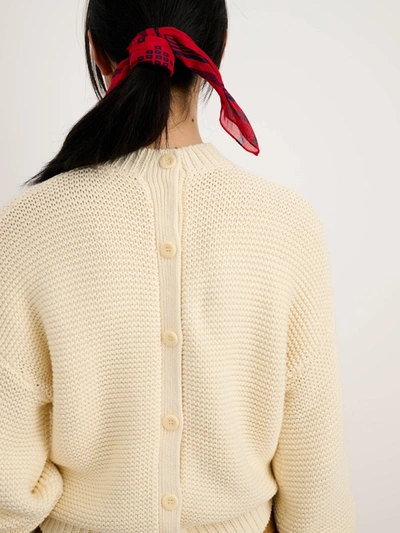 Shop Alex Mill Button-back Crewneck Sweater In Ecru