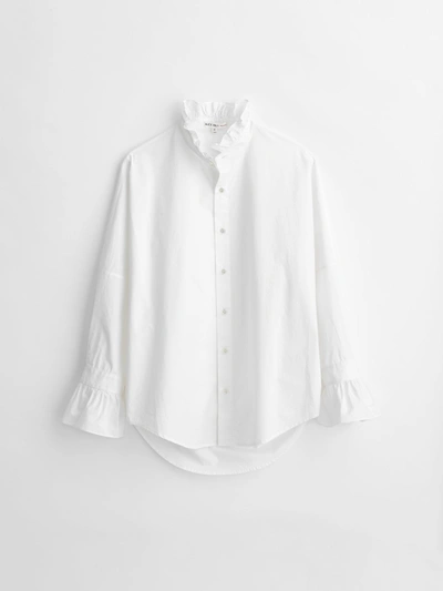Shop Alex Mill Easy Ruffle Shirt In Cotton Poplin In White