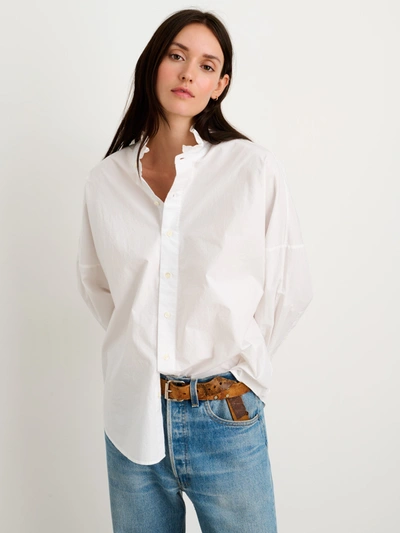 Shop Alex Mill Easy Ruffle Shirt In Cotton Poplin In White