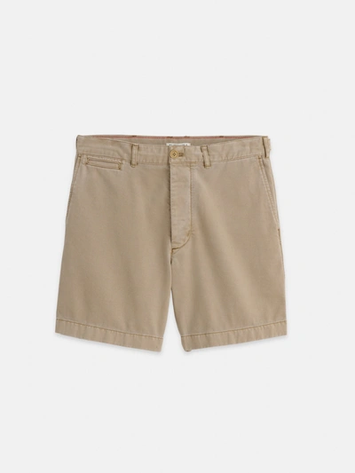 Shop Alex Mill Flat Front Short In Vintage Washed Chino In Faded Khaki