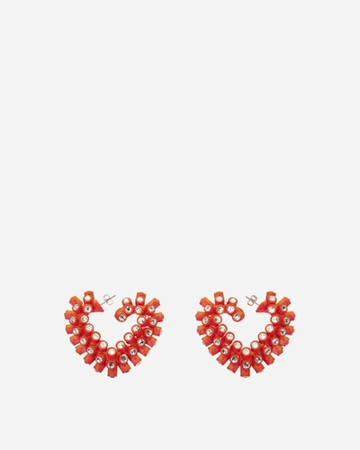 Shop Roussey Small Bae Earrings Hoop Earrings In Orange
