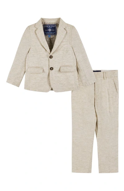 Shop Andy & Evan Kids' Textured Suit In Beige