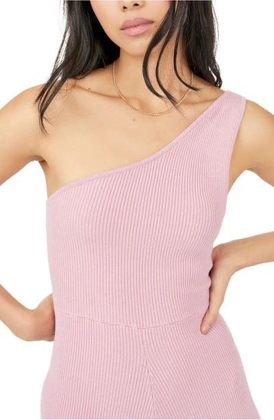 Shop Free People Free-est Waverly One-shoulder Rib Jumpsuit In Lilac Wine