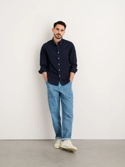 Shop Alex Mill Mill Shirt In Paper Poplin In Dark Navy