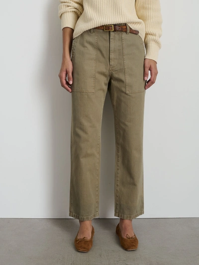 Shop Alex Mill Neil Pant In Herringbone In Vintage Olive