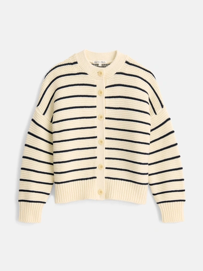 Shop Alex Mill Nico Striped Cardigan In Cotton In Ivory/navy