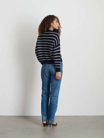 Shop Alex Mill Nico Striped Cardigan In Cotton In Navy/ivory