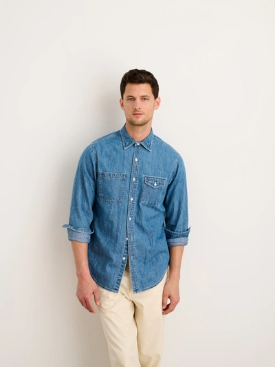 Shop Alex Mill Work Shirt In Washed Denim In Medium Wash