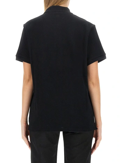 Ami Alexandre Mattiussi Ami Paris Ami Paris De Coeur Cotton Plo Shirt In Black