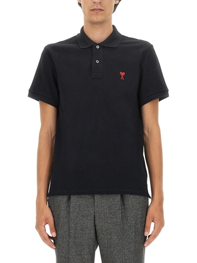 Shop Ami Alexandre Mattiussi Ami Paris Polo With Logo Unisex In Black