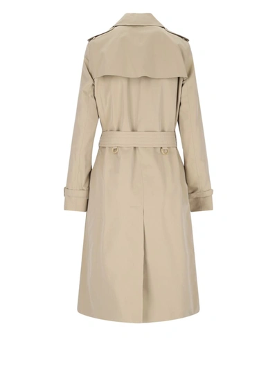 Burberry Belted Double-breasted Trench Coat With Epaulettes And Storm Flap In Beige