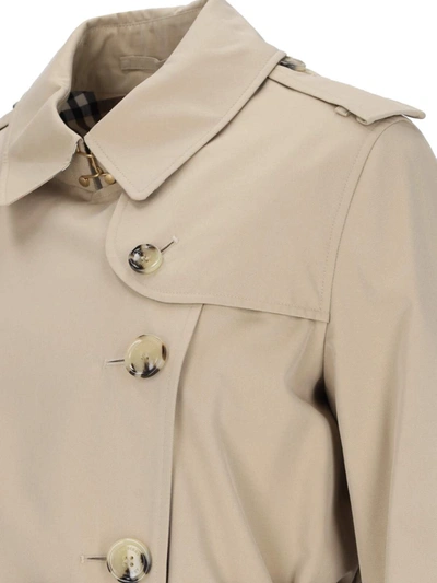 Burberry Belted Double-breasted Trench Coat With Epaulettes And Storm Flap In Beige