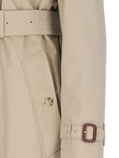 Burberry Belted Double-breasted Trench Coat With Epaulettes And Storm Flap In Beige