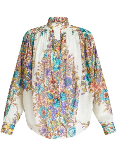 Shop Etro Floral Print Shirt In Multicolour