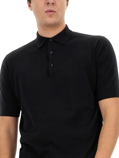 Shop Lardini Cotton Polo In Black