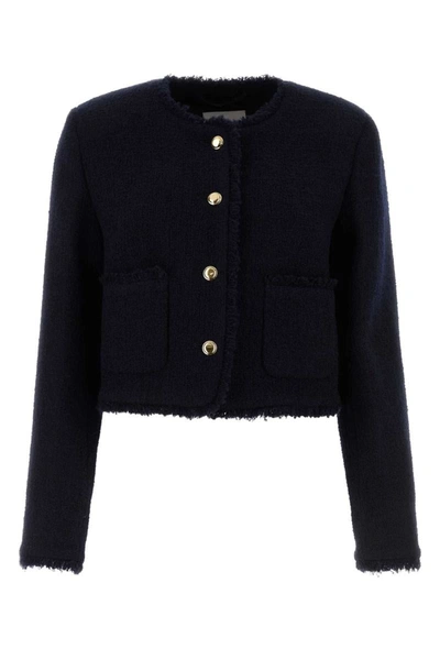 Miu Miu Sequin-embellished Tweed Jacket In Blue