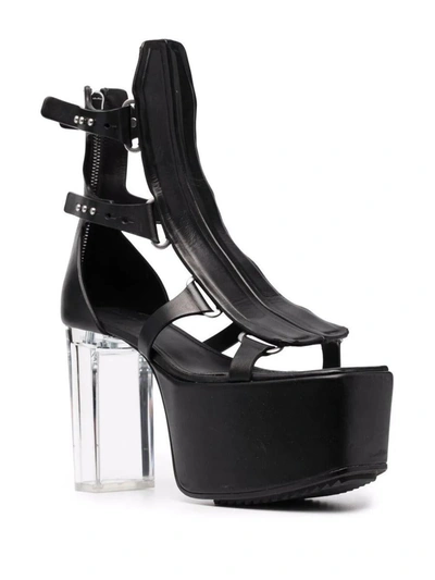 Rick Owens Black Ankle-high Spartans Heels In Black