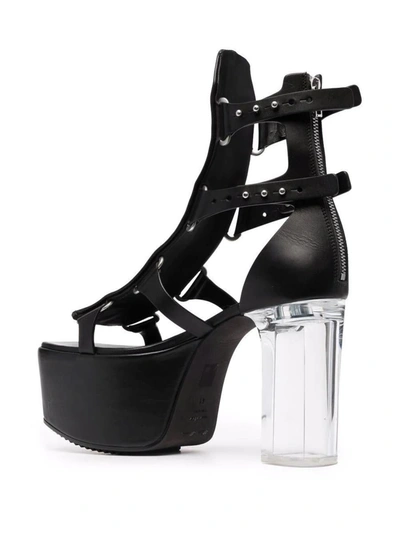 Rick Owens Black Ankle-high Spartans Heels In Black