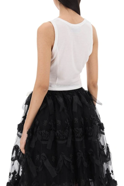 Shop Simone Rocha Easy Cropped Top With Bow Tails In White