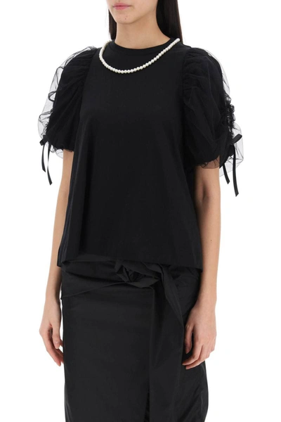 Shop Simone Rocha Puff Sleeves T-shirt In Black