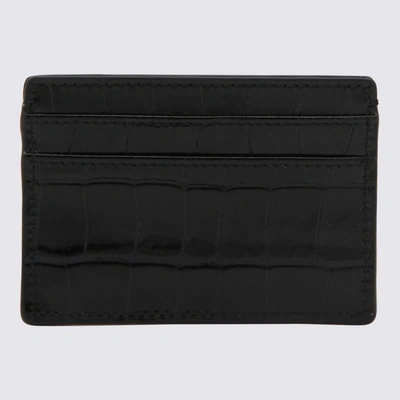 Shop Versace Black Leather Crocodile Biggie Card Holder