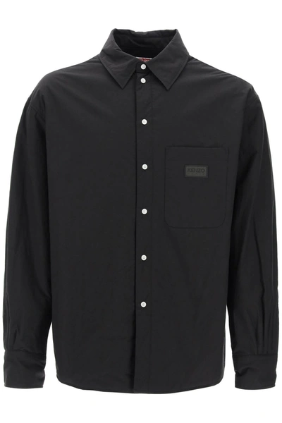 Shop Kenzo Overshirt Imbottita In Black