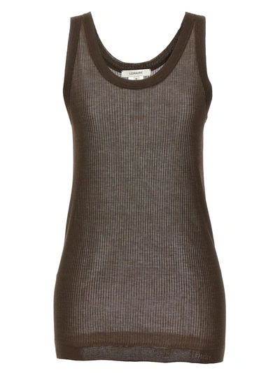 Shop Lemaire Seamless Rib Tops In Brown