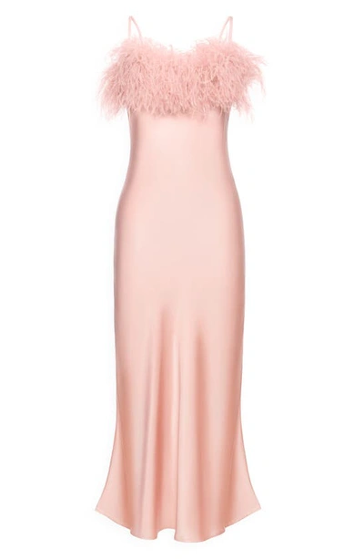 Shop Sleeper Boheme Feather Nightgown In Pink