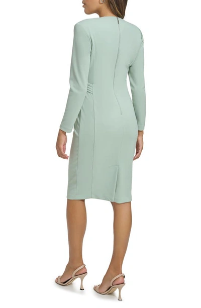 Shop Calvin Klein Pleated Plunge Neck Sheath Dress In Jadeite