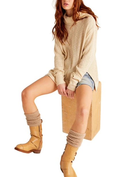 Shop Free People Tommy Oversize Turtleneck Sweater In Toasted Almond