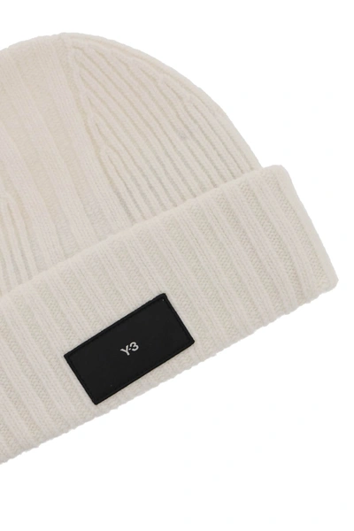 Shop Y-3 Beanie Hat In Ribbed Wool With Logo Patch