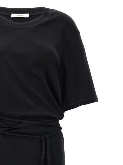 Shop Lemaire Belted Rib T-shirt Dresses Black