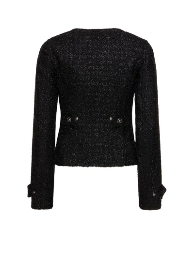 Shop Versace Tweed Blazer With Lurex Effect